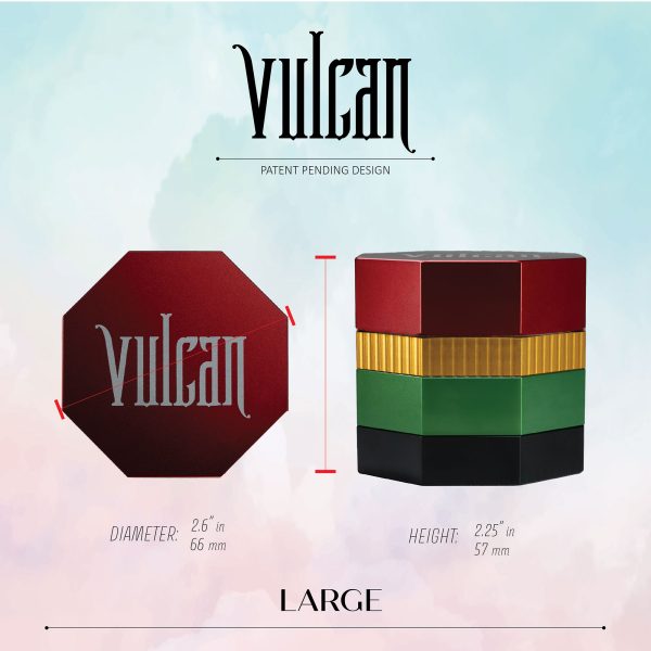 Vulcan 66mm Fully Magnetic 4pc Herb Grinder-Rasta - Image 3