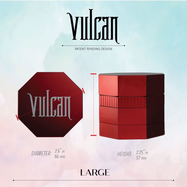 Vulcan 66mm Fully Magnetic 4pc Herb Grinder-Red - Image 3