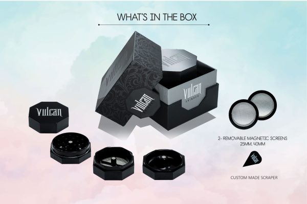 Vulcan 46mm Fully Magnetic 4pc Herb Grinder-Black - Image 6