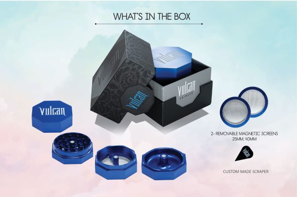 Vulcan 56mm Fully Magnetic 4pc Herb Grinder-Blue - Image 6
