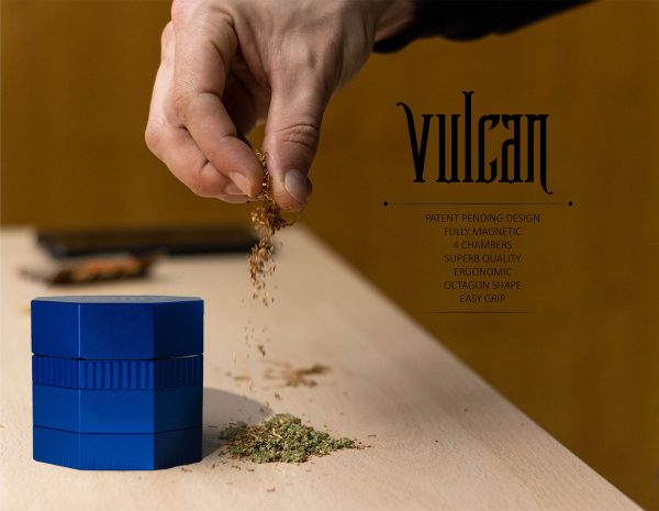 Vulcan 56mm Fully Magnetic 4pc Herb Grinder-Blue - Image 5