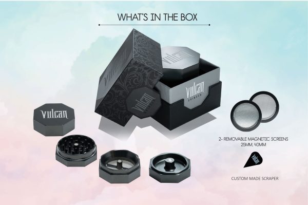 Vulcan 46mm Fully Magnetic 4pc Herb Grinder-Gun Metal - Image 6