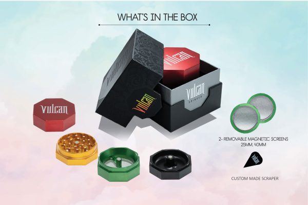 Vulcan 56mm Fully Magnetic 4pc Herb Grinder-Rasta - Image 6