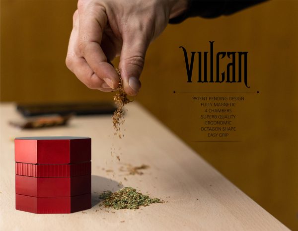 Vulcan 56mm Fully Magnetic 4pc Herb Grinder-Red - Image 5