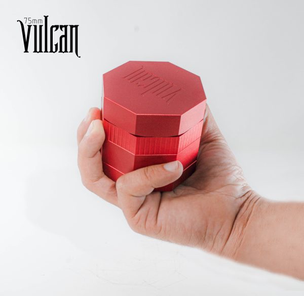Vulcan 75mm Fully Magnetic 4pc Herb Grinder-Red - Image 2