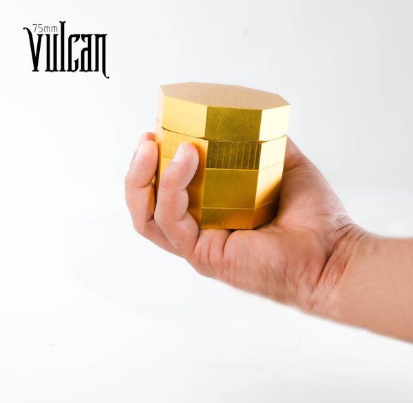 Vulcan 75mm Fully Magnetic 4pc Herb Grinder-Gold - Image 5