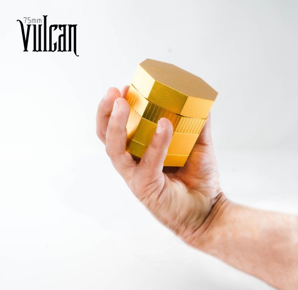 Vulcan 75mm Fully Magnetic 4pc Herb Grinder-Gold - Image 7