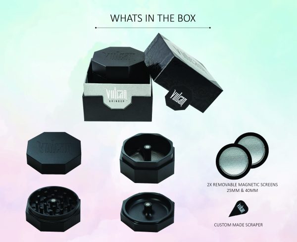 Vulcan 75mm Fully Magnetic 4pc Herb Grinder-Black - Image 9