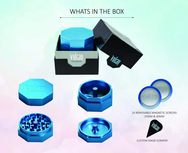 Vulcan 75mm Fully Magnetic 4pc Herb Grinder-Blue - Image 6