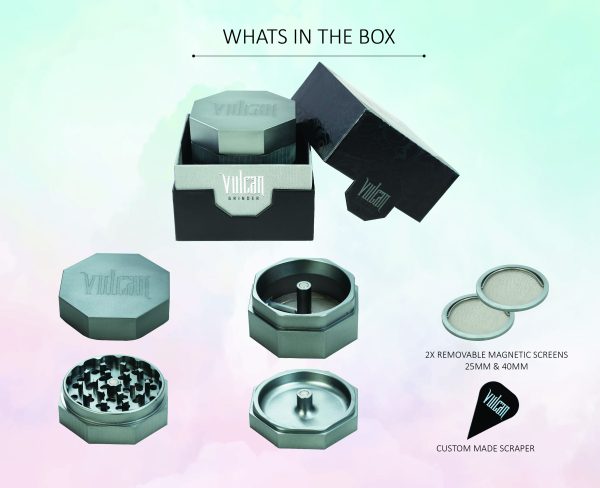Vulcan 75mm Fully Magnetic 4pc Herb Grinder-Grey - Image 2